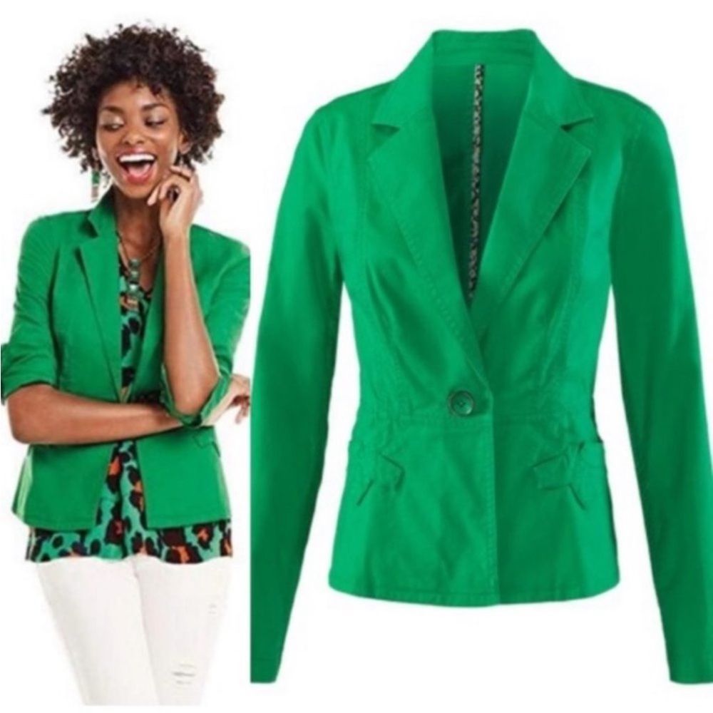 CAbi Verde Green Jacket #5097 Single Button Long Sleeve Stretch Blazer Small
